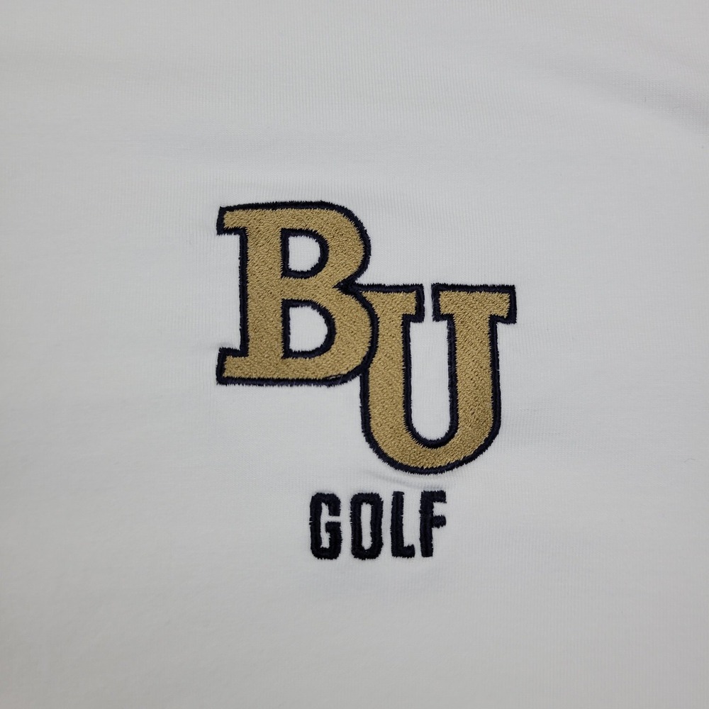 Grayson BU Golf Long Sleeve Polo Shirt Mens XL Stretch Pima Cotton Blend White‎